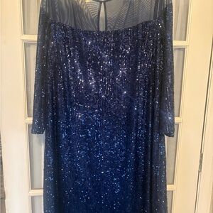 Gorgeous R&M Richards Midnight Blue Sequin dress cocktail dance wedding sz 20